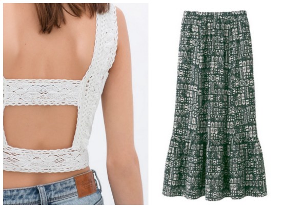 crop top and flowy skirt